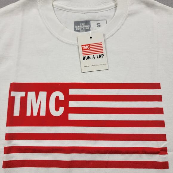 The Marathon Clothing TMC Shirt Mens Small White Graphic Tee Logo Run A Lap - Picture 3 of 8